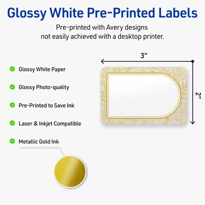 Avery Rectangle Laser/Inkjet Multipurpose Labels, 2 x 3, White, 80/Pack (19479371060)