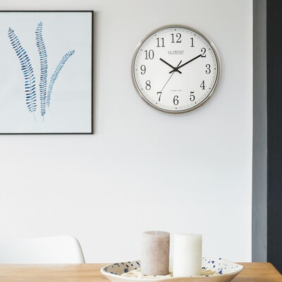 La Crosse Technology 12 Inch Atomic Analog Wall Clock, Stainless Steel (WT-3126B)