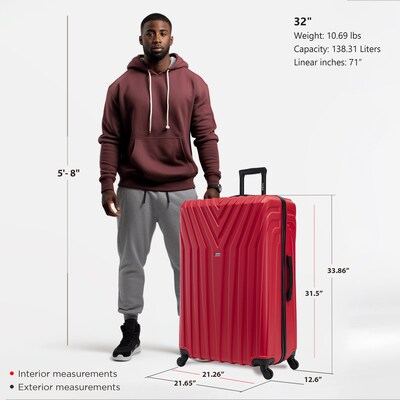 InUSA Vasty 33.86" Hardside Suitcase, 4-Wheeled Spinner, TSA Checkpoint Friendly, Grey (IUVAS00XL-GRE)