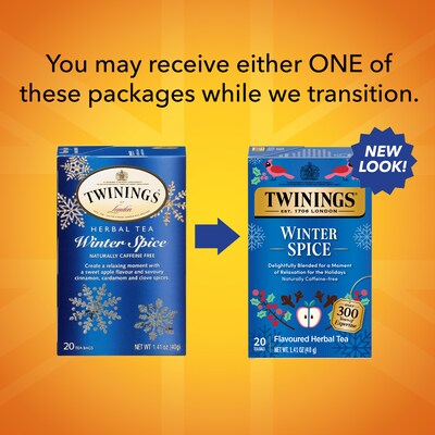 Twinings of London Winter Spice Caffeine Free Herbal Tea Bags, 20/Box (TNA51210)