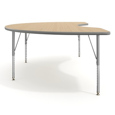 Flash Furniture Wren Kidney Activity Table, 96" x 48", Height Adjustable, Light Natural Top/Silver Frame (XUA4896KDLNTP)