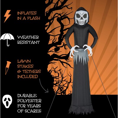 Haunted Hill Farm 12' Prelit Inflatable Reaper (HIGHOST122-L)