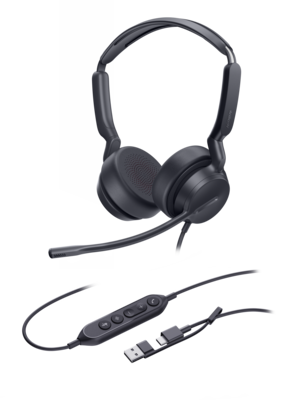 Yealink UH42 USB Wired Noise Cancelling USB-C/A Stereo Computer Headset for Business Office, Teams Certified