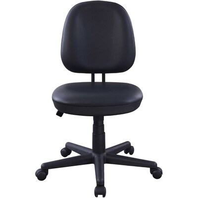 Lorell Armless Vinyl Swivel Task Chair, Black (LLR84875)