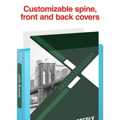 Staples® Standard 1" 3 Ring View Binder with D-Rings, Teal (58652)