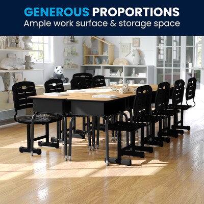 Flash Furniture 24"W Student Desk with Open Front Metal Book Box, Wood Grain/Black (FD-DESK-GG)