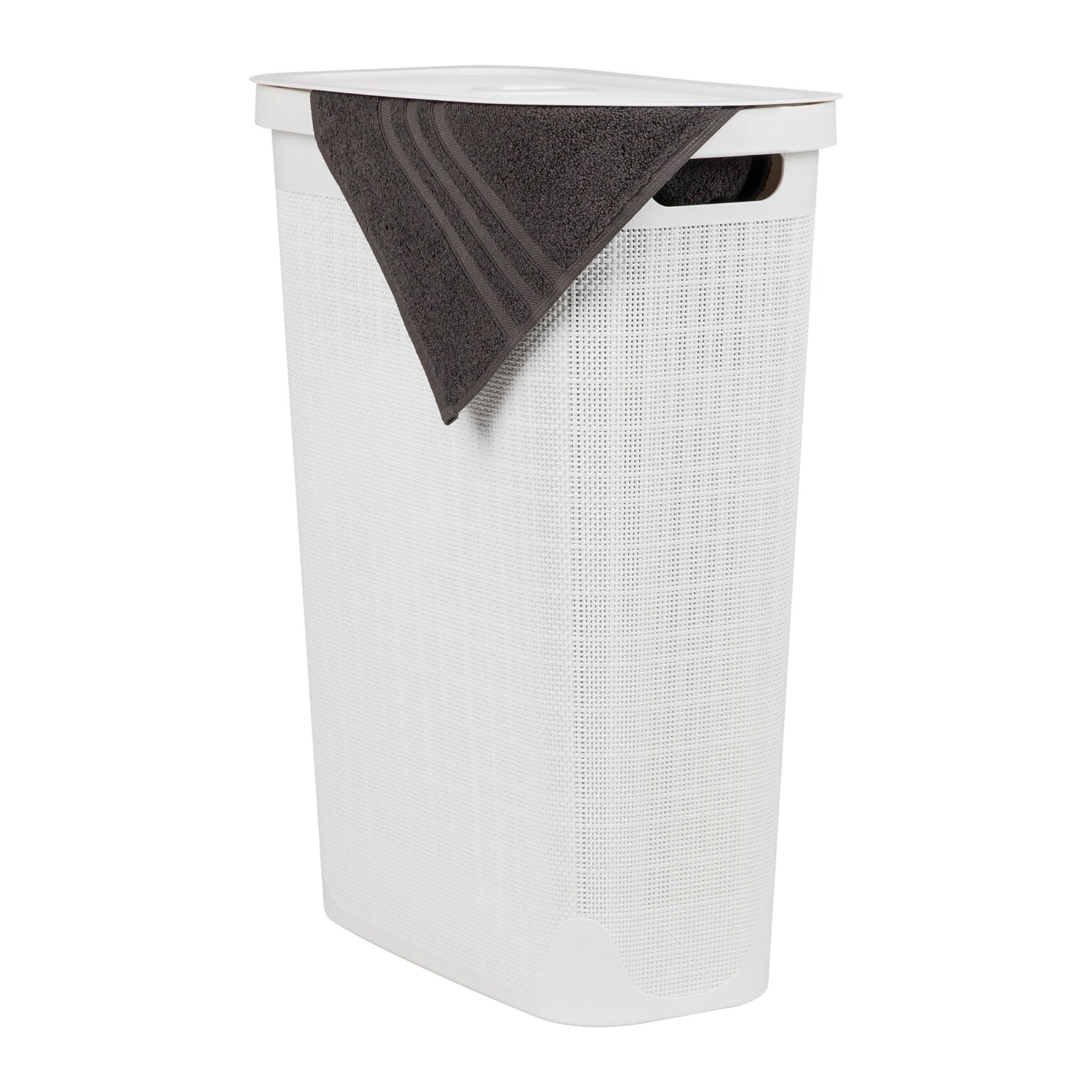 Mind Reader 10.57-Gallon Hamper with Lid, Plastic, White (40FABHAMP-WHT)