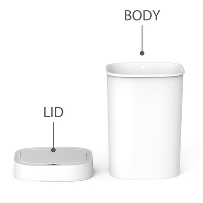 NineStars Plastic Indoor Automatic Motion Sensor Trash Can, 13.2 Gallons, White (DZT-50-44S)