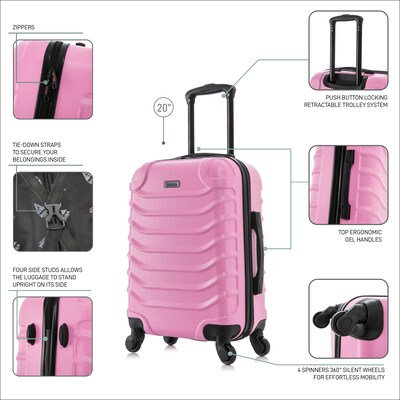 InUSA Endurance 20" Hardside Carry-On Suitcase, 4-Wheeled Spinner, TSA Checkpoint Friendly, Pink (IUEND00S-PNK)