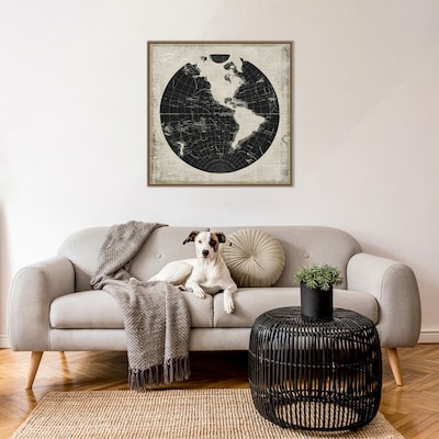 Amanti Art World News Map I by Elizabeth Medley Framed Canvas Wall Art Print, 30 x 30 (A4267829986