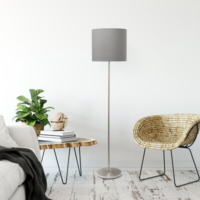 Creekwood Home Vista 57" Contemporary Classic Brushed Nickel Floor Lamp, Gray Shade (CWF-3005-GY)