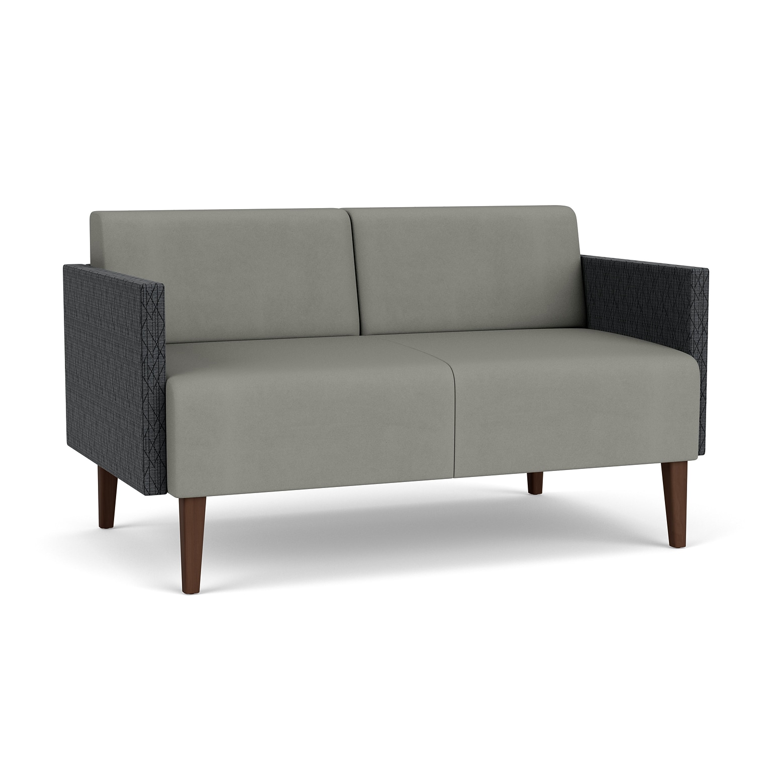 Lesro Luxe 52.5W Vinyl Loveseat, Patriot Plus Dove/Adler Nocturnal/Walnut (LX1501.FRW-02PPDO.03PPDO.04ADNT.05ADNT)
