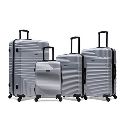 InUSA Resilience 4-Piece Hardside Spinner Luggage Set, TSA Checkpoint Friendly, Silver (IURESSMLXL-SIL)