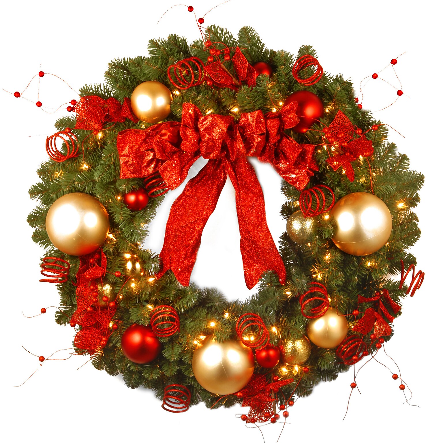 National Tree Company 36 Decorative Collection Cozy Christmas Wreath with Red and Clear Lights (DC13-104L-36W)