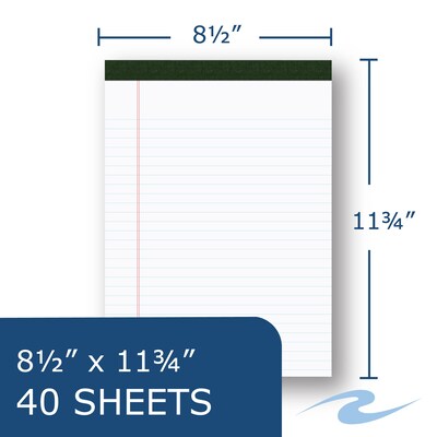 Roaring Spring Notepad, 8.5" x 11.75", Law Ruled, White, 40 Sheets/Pad, 36 Pads/Case (24326CS)