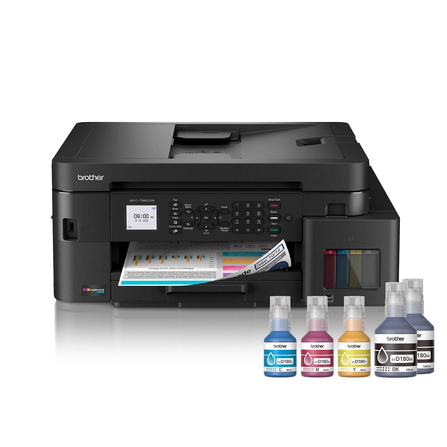 Brother INKvestment Tank MFC-T980DW Wireless Color All-In-One Supertank Inkjet Printer, Best for Home Office