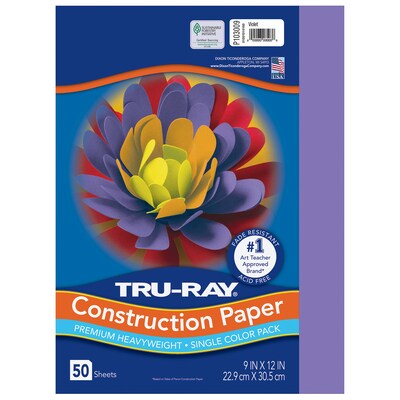 Tru-Ray 9 x 12 Construction Paper, Violet, 50 Sheets/Pack, 5 Packs/Bundle (PAC103009-5)