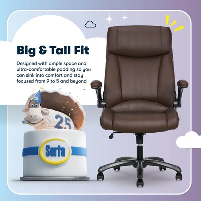 Serta Torrington Ergonomic Polyurethane Big & Tall Chair, 400 lb. Capacity, Dark Walnut Brown (52399-DBRN)