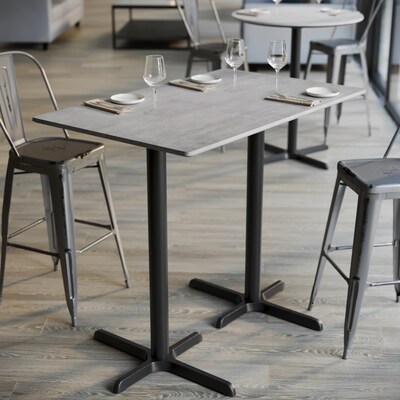 Flash Furniture Acadia Wooden Dining Table, 30"D x 48"W, Gray Faux Concrete/Black Base (ST3048CGT2230B)