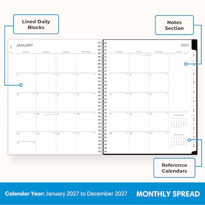 2027 Blue Sky 8.5" x 11" Weekly & Monthly Planner, Black/White (160989)