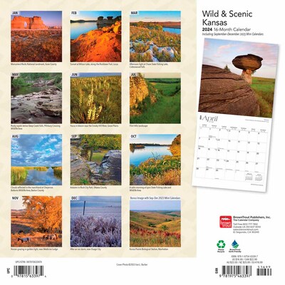 2024 BrownTrout Kansas Wild & Scenic 12" x 24" Monthly Wall Calendar (9781975463397)