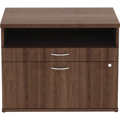 Lorell Relevance 2-Drawer Lateral File Cabinet, Letter/Legal Size, 23.1H x 29.5W x 22D, Walnut Laminate (LLR16231)