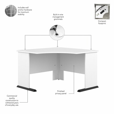 Bush Business Furniture Studio A 48"W Computer Desk with 3 Drawer Mobile File Cabinet, White (STA001WHSU)