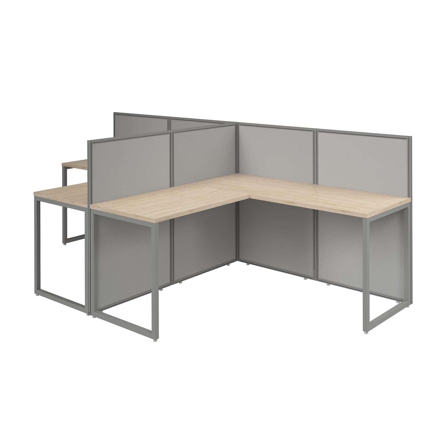 Bush Business Furniture Easy Office 45H x 119W 2 Person T-Shaped Cubicle Panel Workstation, Natural Elm (EOD560NE-03K)