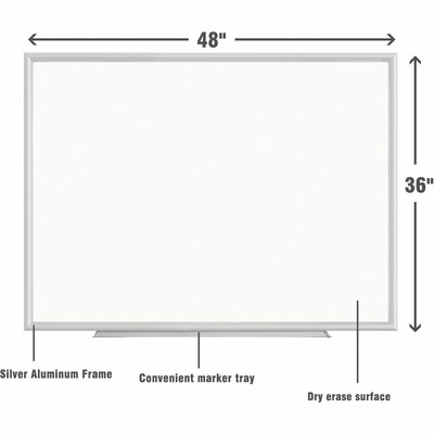 Lorell Styrene Dry-Erase Whiteboard, Aluminum Frame, 4' x 3' (LLR00587)