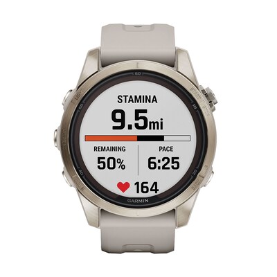 Garmin fenix 7S Pro Sapphire Solar Edition Smartwatch, Soft Gold & Light Sand, 42mm (GRM0277614)