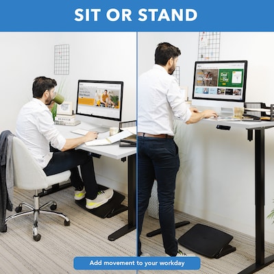 Mount-It! 55W Electric Rectangular Adjustable Standing Desk, White/Black (MI-18064)