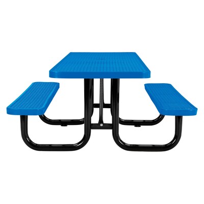 Global Industrial 8 ADA Outdoor Steel Picnic Table, Expanded Metal, Blue (695289BL)