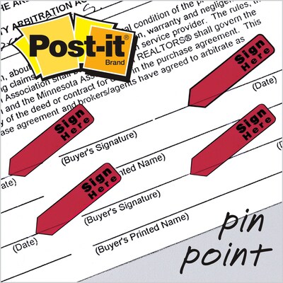Post-it® Sign Here Message Flags, .47 Wide, Red, 80 Flags/Pack (684-RDSH)