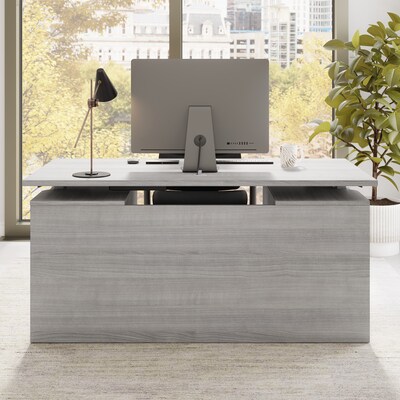 Bush Business Furniture Stratus 60"W Electric Rectangular Adjustable Standing Desk with Modesty Panel, Platinum Gray (SUT003PG)