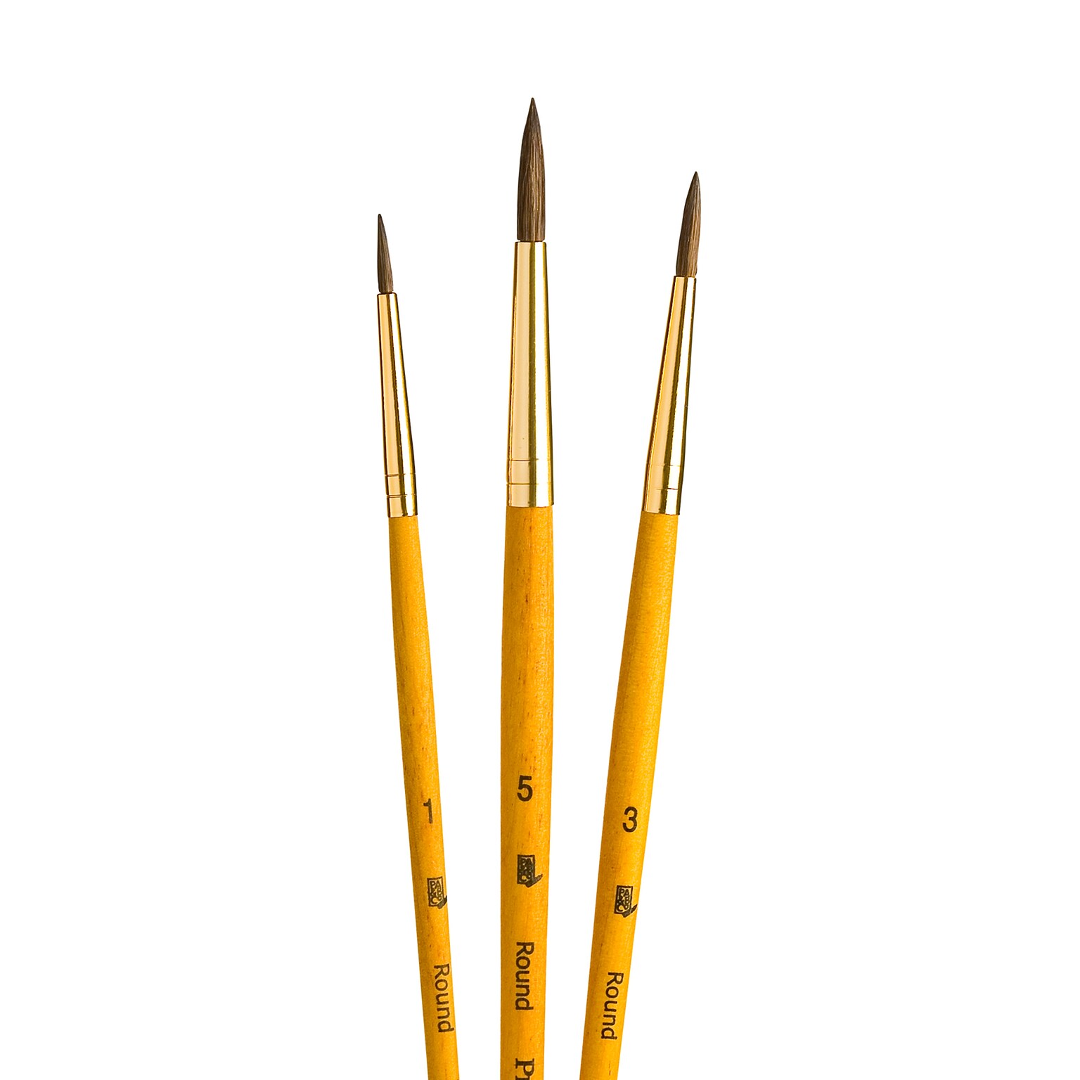 Princeton RealValue Short Handle Mixed Media Synthetic Round Brush Set, 3/Set, 6 Sets/Bundle (PBXPR9100-6)