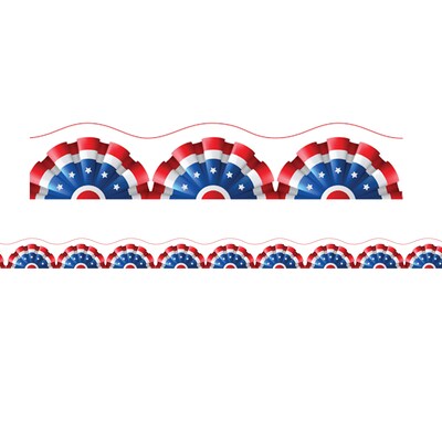 Charles Leonard Magnetic Scalloped Border, 1.5 x 24, Patriotic Theme, 12/Pack (CHL28203)
