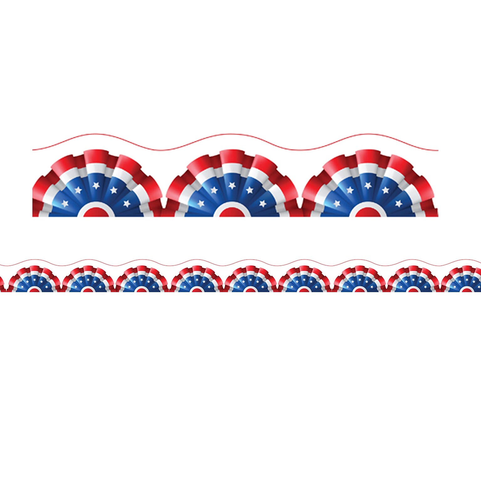 Charles Leonard Magnetic Scalloped Border, 1.5 x 24, Patriotic Theme, 12/Pack (CHL28203)