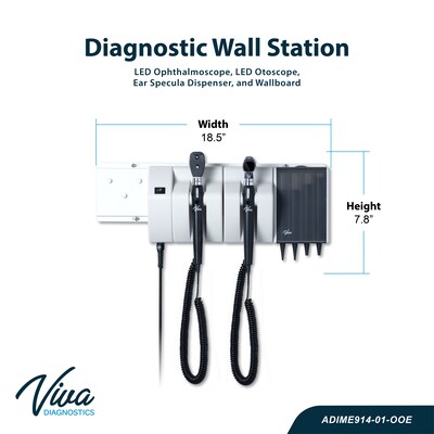 Viva Comfort Comprehensive Diagnostic Wall System, Ophthalmoscope, Otoscope, and Ear Specula Dispenser, White (ME914-01-OOE-MK)