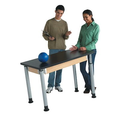 Diversified Woodcrafts Uplift! Hybrid ADA Rectangular Science Table, 54" x 24", Height Adjustable, Black/Oak (P8201K)