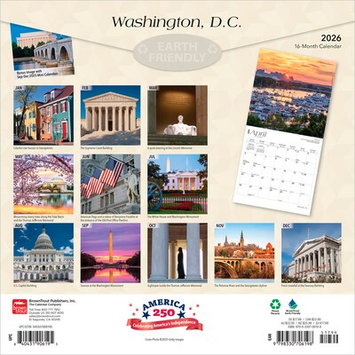 2026 BrownTrout Washington D.C. 12 x 12 Monthly Wall Calendar (9798330706198)