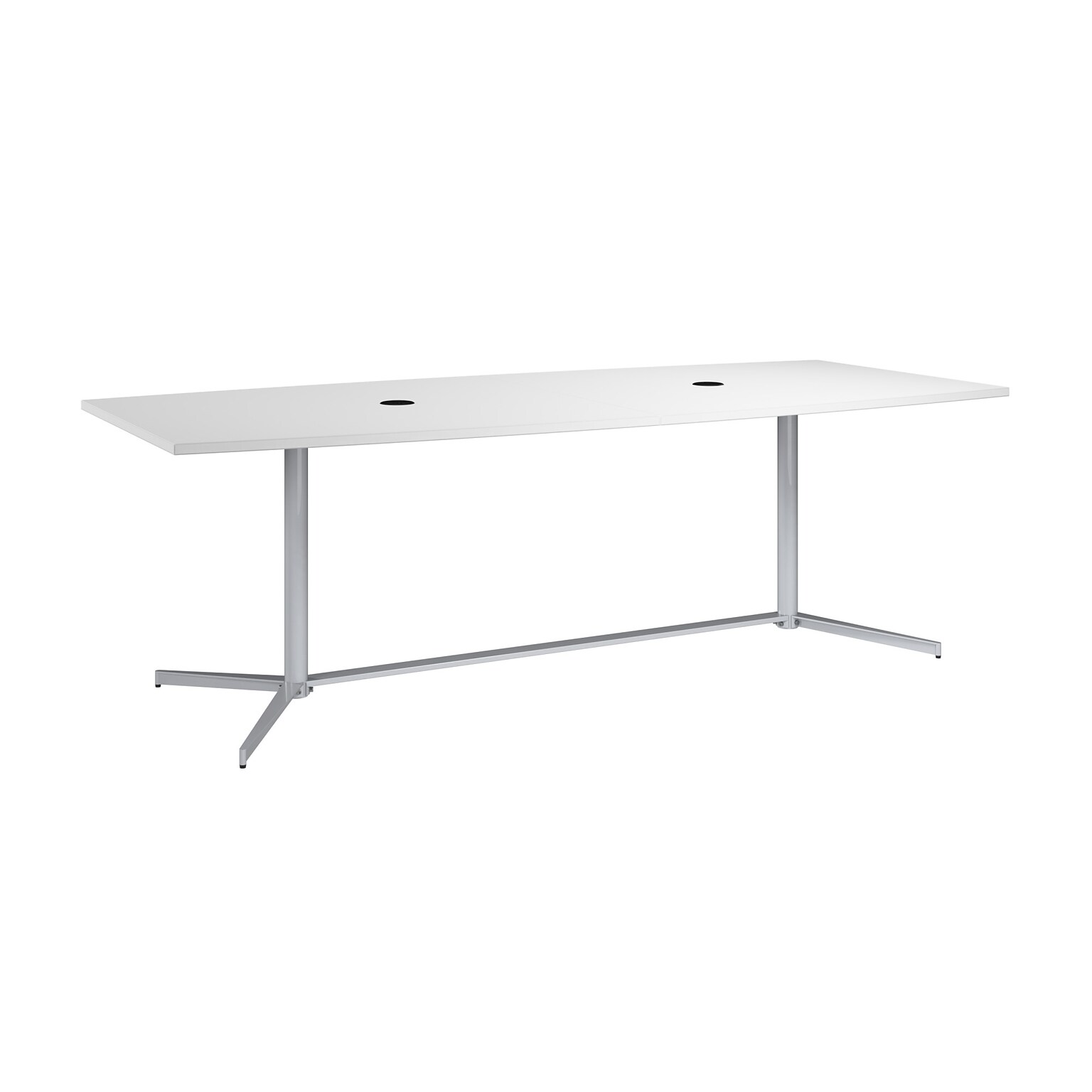 Bush Business Furniture 96W x 42D Boat Shaped Conference Table with Metal Base, White (99TBM96WHSVK)
