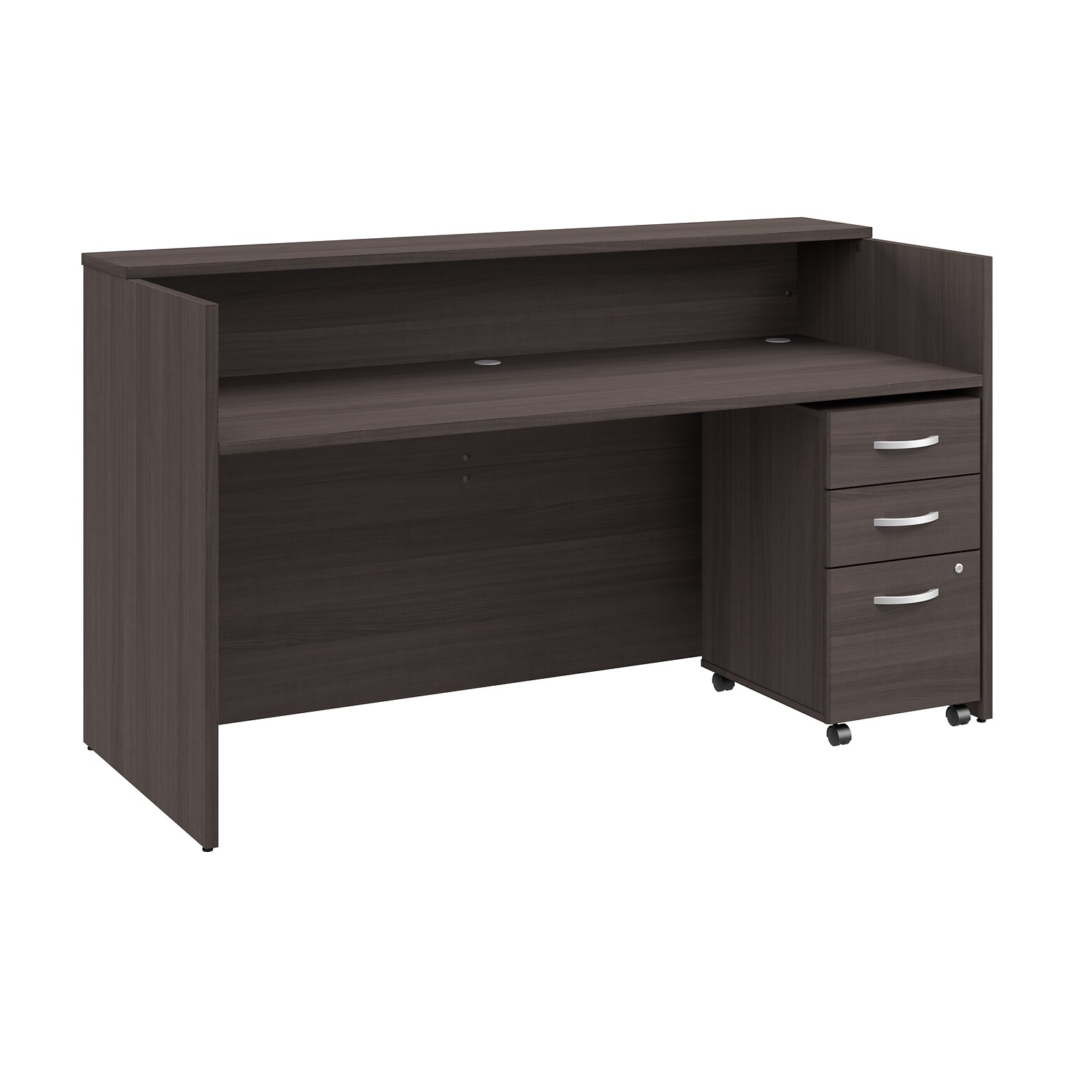 Bush Business Furniture Arrive 72W Reception Desk with Shelf and Mobile File Cabinet, Storm Gray (ARV005SG)