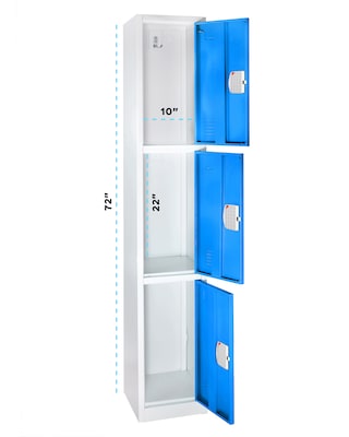 AdirOffice 72"H 3-Tier Blue Storage Locker (ADI629-203-BLU-DL)