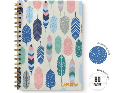Carpe Diem Feathers 1-Subject Notebook, 7.5" x 9.75", Wide-Ruled, 80 Sheets, Multicolor (9379-CD)