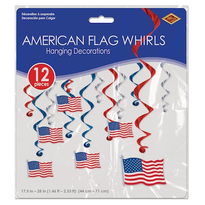 Beistle Fourth of July American Flag Whirls, Red/White/Blue, 24/Pack (53602)