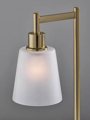 Adesso Gio Incandescent Desk Lamp, 22"H, Antique Brass/White (3302-21)