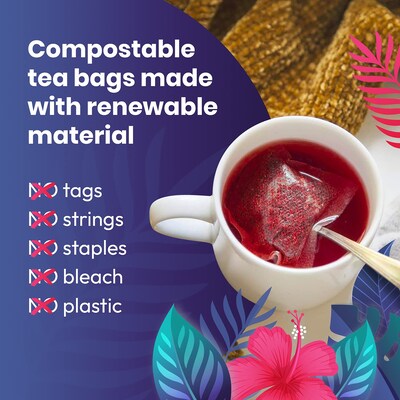 Cederberg Tea Company Organic Hibiscus Herbal Tea, Caffeine Free, 100 Tea Bags/Pack (CT-HIBI)