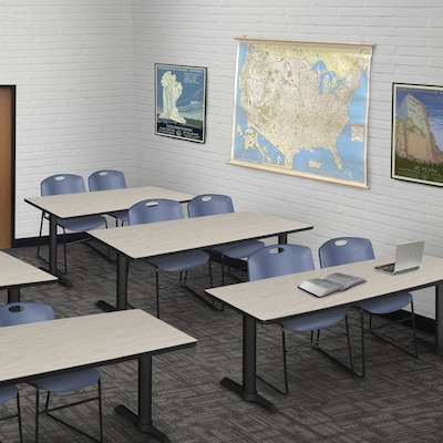 Regency Seating Cain 72 x 24 Training Table, Maple & 2 Zeng Stack Chairs, Blue (MTRCT7224PL44BE)