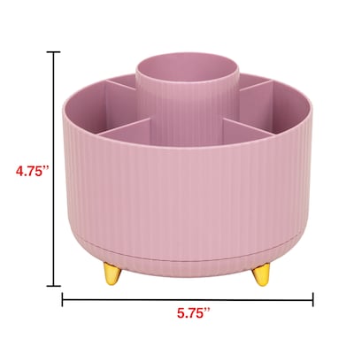 Staples 5-Compartment Rotating Plastic Desk Organizer, Dusty Pink (ST63865)
