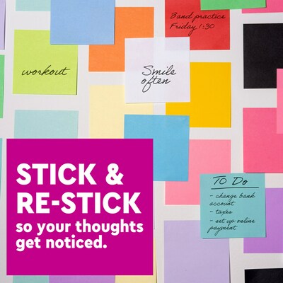 Post-it Super Sticky Notes, 3" x 3", Neon Pink, 90 Sheet/Pad, 5 Pads/Pack (654-5SSNP)